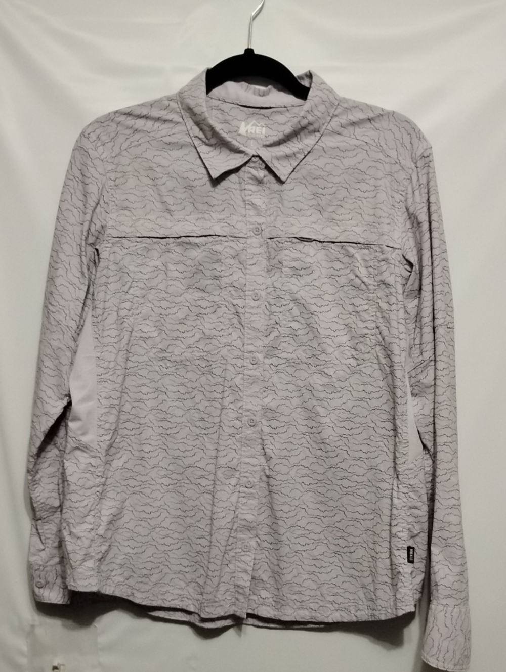 REI CO OP Light Gray lilac Patterned Hiking Camping Shirt Jacket